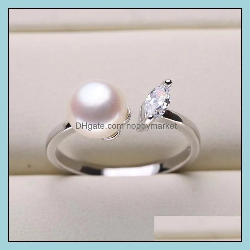SHINING! Pearl Rings Setting Zircon Solid 925 Silver Ring Setting Ring Mounting Ring Blank DIY Jewelry 5 Styles Mix DIY Gift