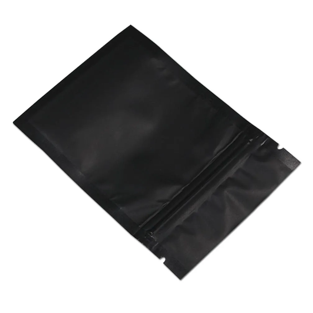 wholesale 100 pieces matte black resealable mylar zipper lock food storage packaging bags for zip aluminum foil lock packing pouches smell proof