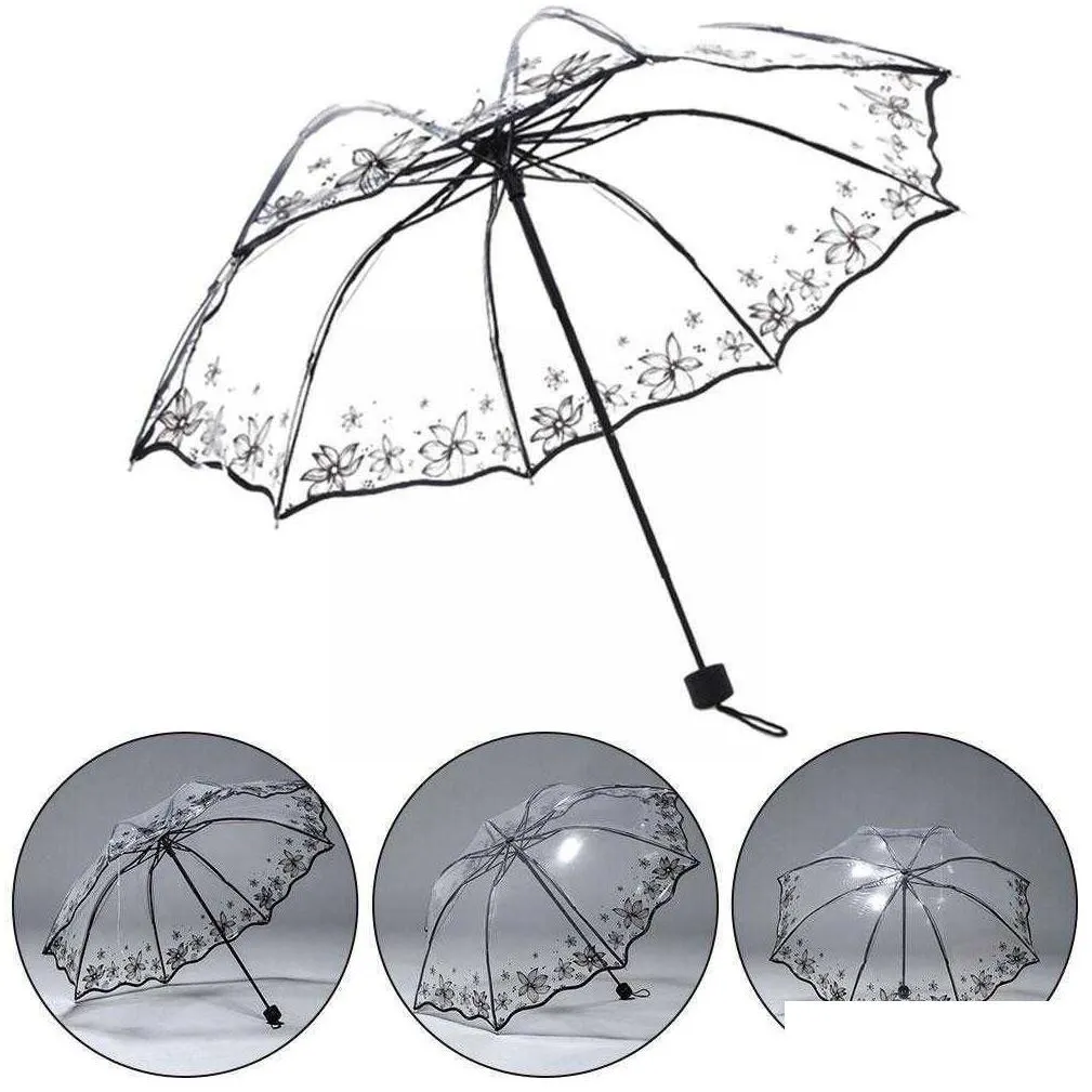 umbrellas womens transparent umbrella folding summer clear umbrella for rain and sun waterproof woman umbrellas sombrillas