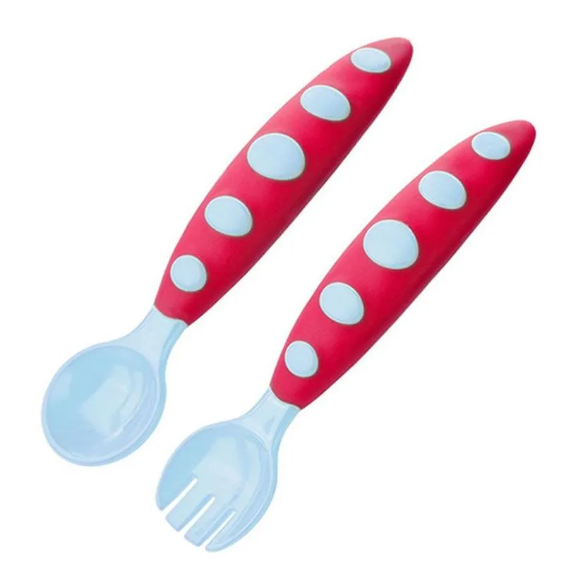 mother and baby feeding cherry 001 childrens silicone spoon eating fork feeding tableware set supplementary food training wholesale