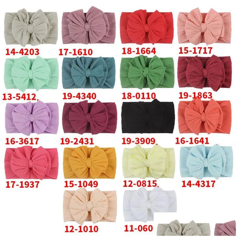2021 soft nylon jacquard hair accessories childrens hairband baby super stretch bow girls big bows solid headbands m2870