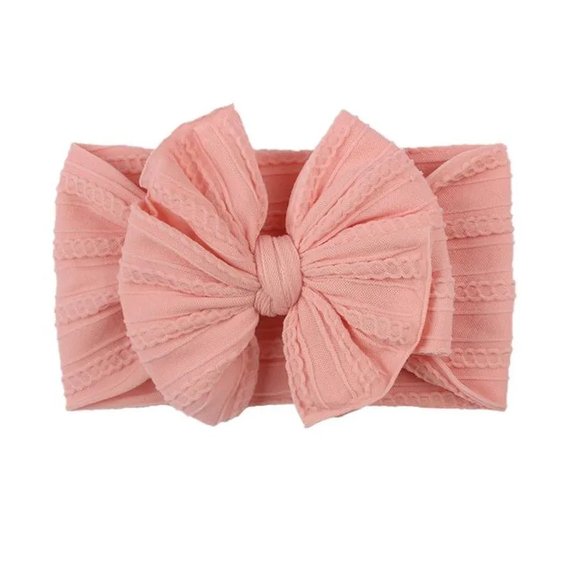 2021 soft nylon jacquard hair accessories childrens hairband baby super stretch bow girls big bows solid headbands m2870