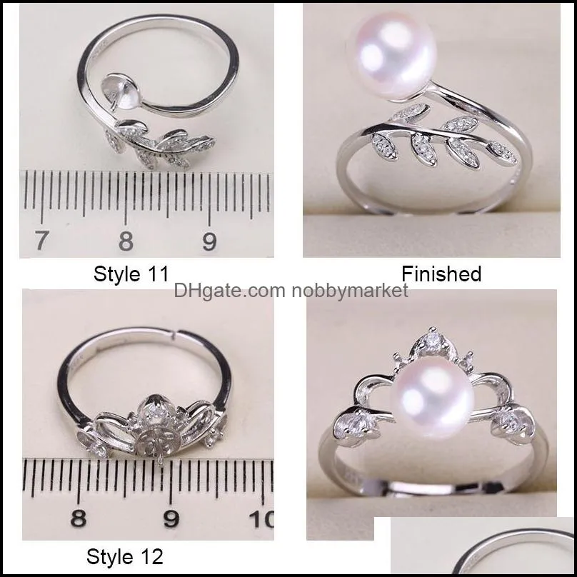 DIY Pearl Rings Settings Zircon Solid 925 Silver Ring Settings Ring for Women Mounting Ring Blank DIY Jewelry Gift