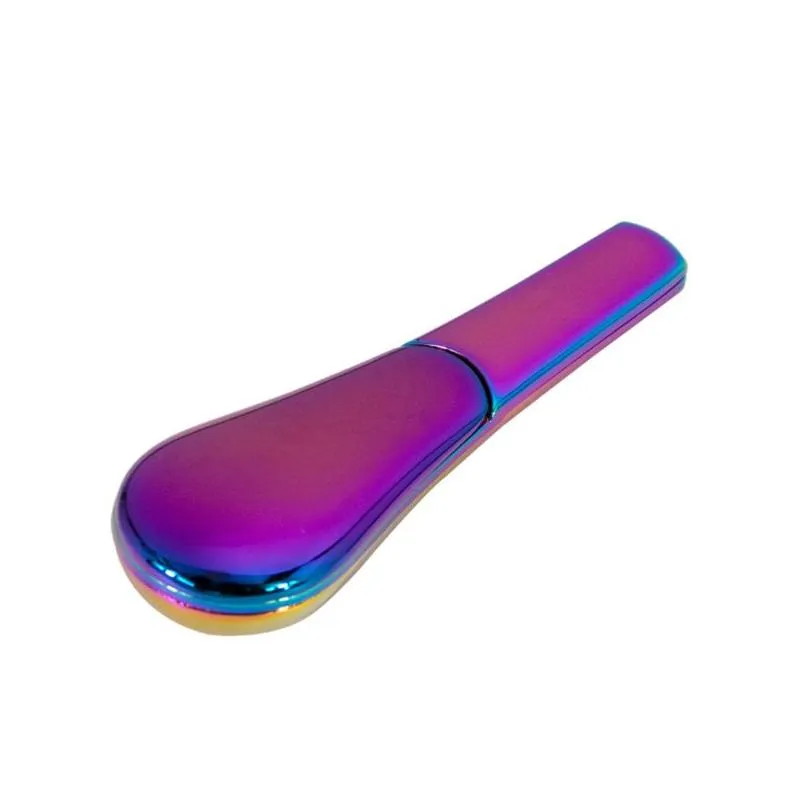journey pipe spoon 3.8inches mini metal smoking pipe bubblers magnet scoop zinc alloy anodized with gift box dry herb tobacco pipes