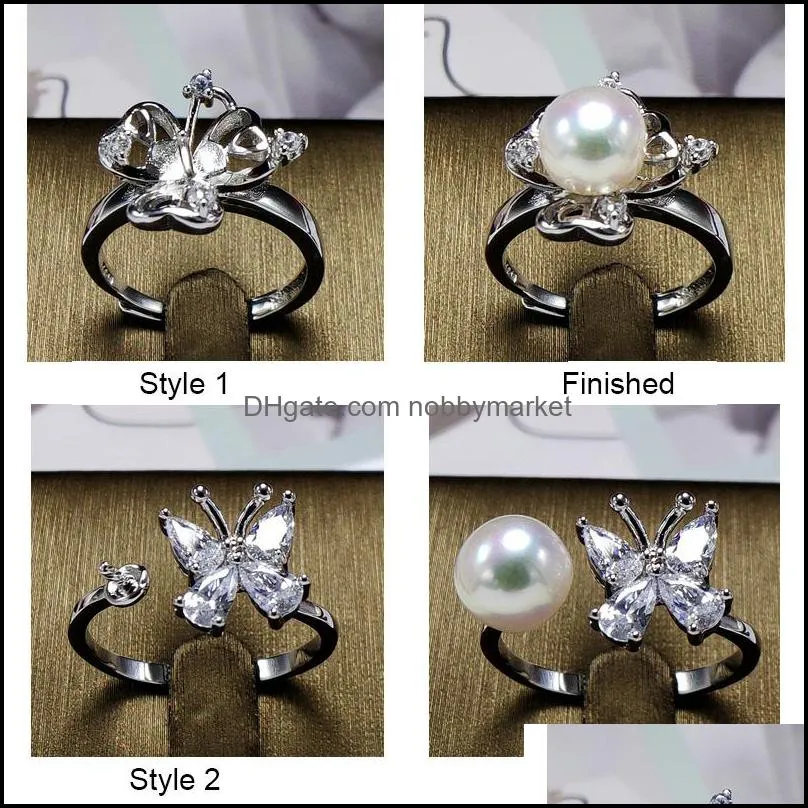 SHINING! Rings Setting Zircon Solid S925 Silver Ring Setting Ring Mounting Ring Blank DIY Jewelry 14 Styles Mix DIY Gift