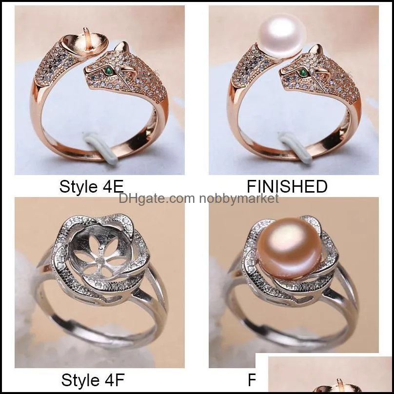 DIY 925 Silver Pearl Ring Settings Sliver Plated Rings Settings 35 Styles DIY Rings Adjustable size Jewelry Settings Christmas Gift