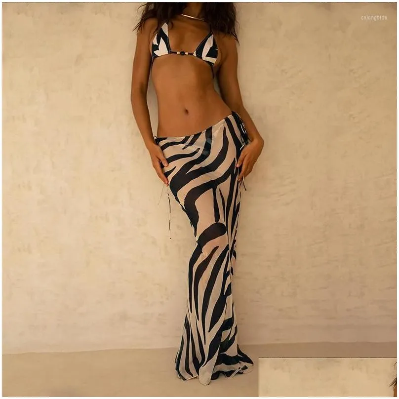 Women`s Swimwear 3 Pieces Bikini Set Sexy Zebra Stripes 2023 Summer Beach Wear Triangle Bikinis Swimsuit With Skirt Cover-up