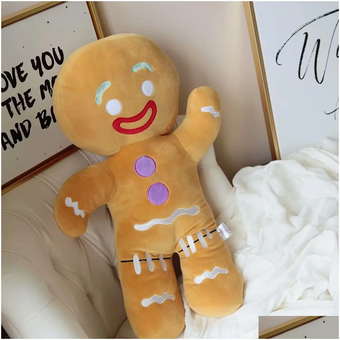 dolls 3060cm cartoon cute gingerbread plush toys pendant stuffed baby appease doll biscuits man pillow reindeer for kids gift 221206