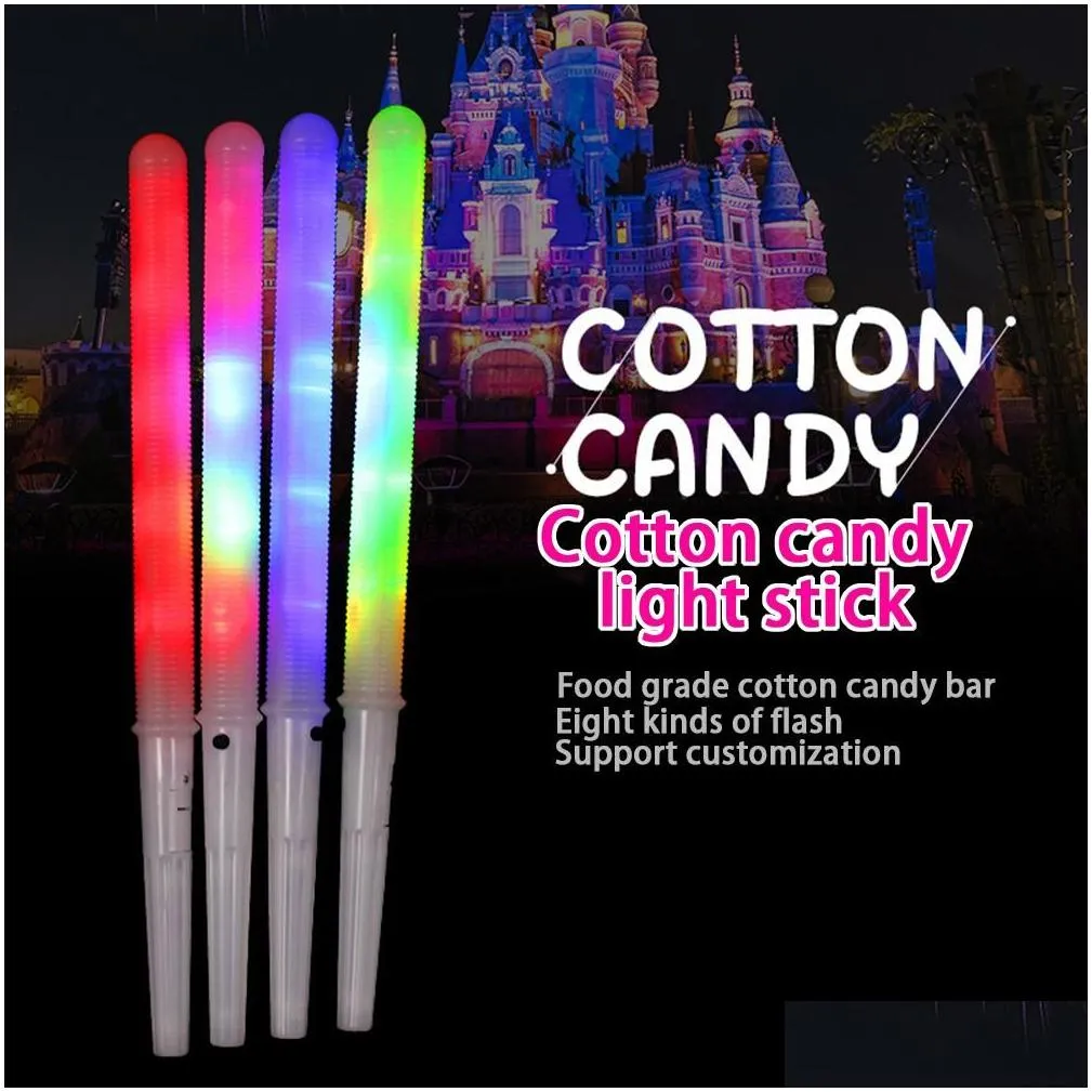 colorful led glow sticks cotton candy cones reusable glowing marshmallows sticks led glowing cheer tube dark light for party