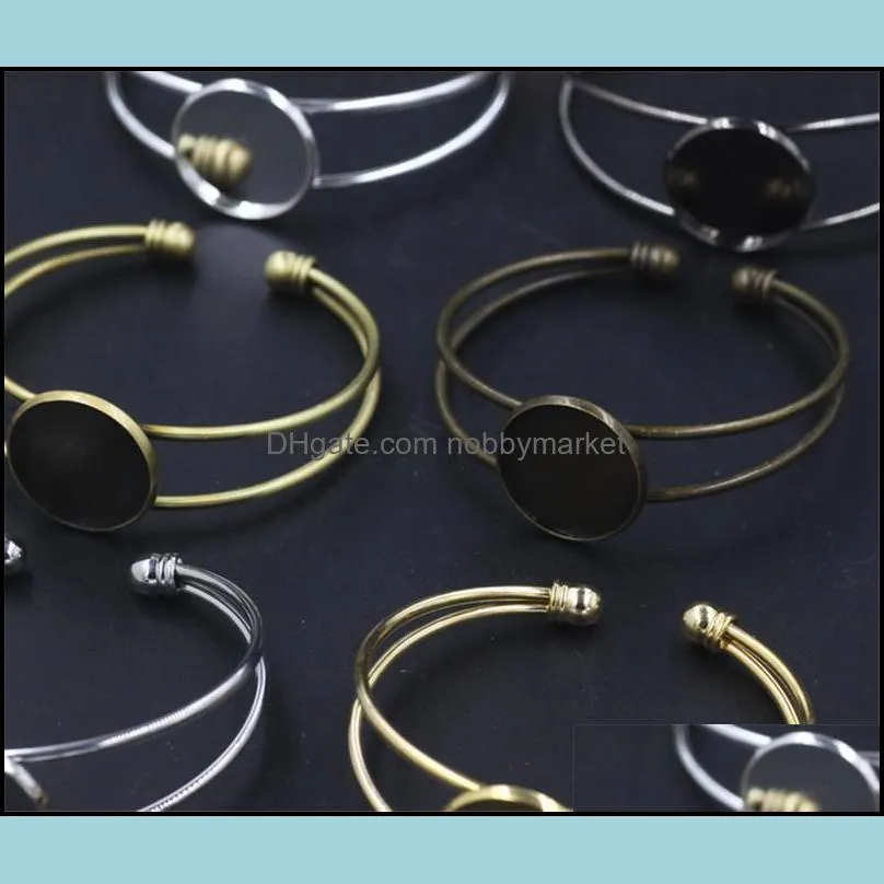 New Product 10 Pieces 20mm Round Cabochon Base Bangles 7 Colors Plated DIY Bangle Blanks