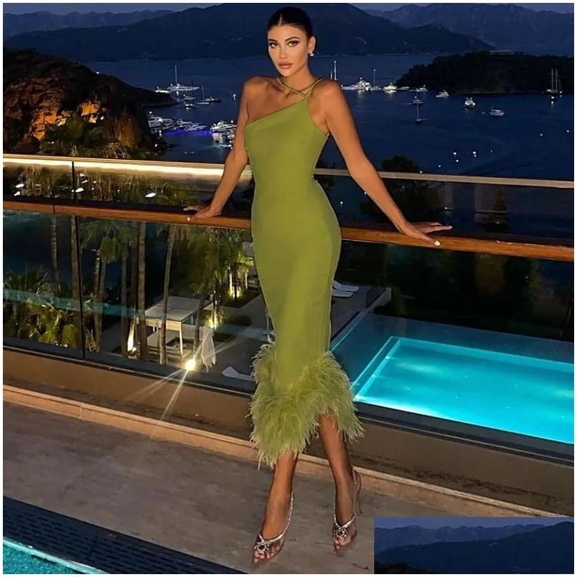 Casual Dresses Knitted One-Shoulder Neck Temperament Dress Female 2023 Spring Europe and The United States Women Sexy Slim Long Dress