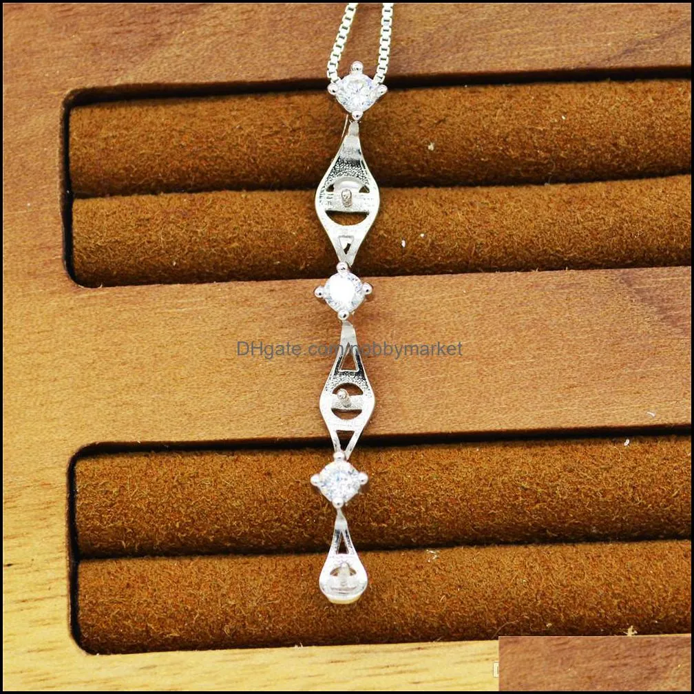 3 Drop Pearl Pendant Necklace Setting Mounting Base Solid 925 Sterling Silver Wome`s DIY Jewelry Findings Accessory Mounts Wholesale