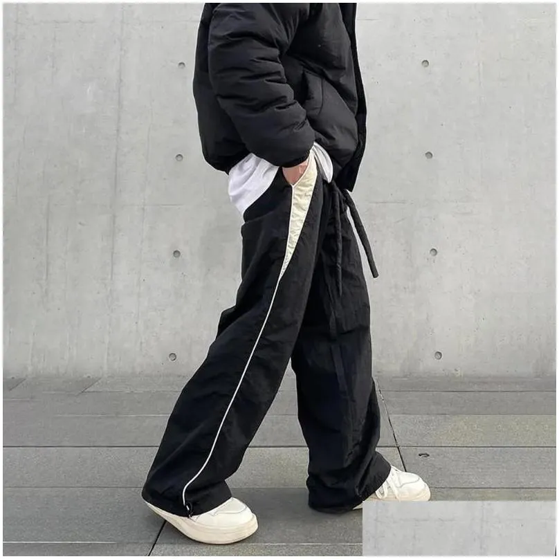 Men`s Pants Baggy For Men Parachute Vintage Oversize Joggers Harajuku Streetwear Sweatpants Black Wide Leg Trousers Male