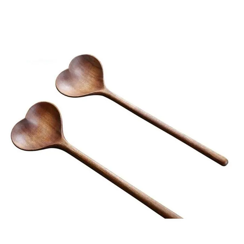 acacia wood teak japanese cutlery kitchenware wooden spoon irregular shape love heart shape wooden spoon