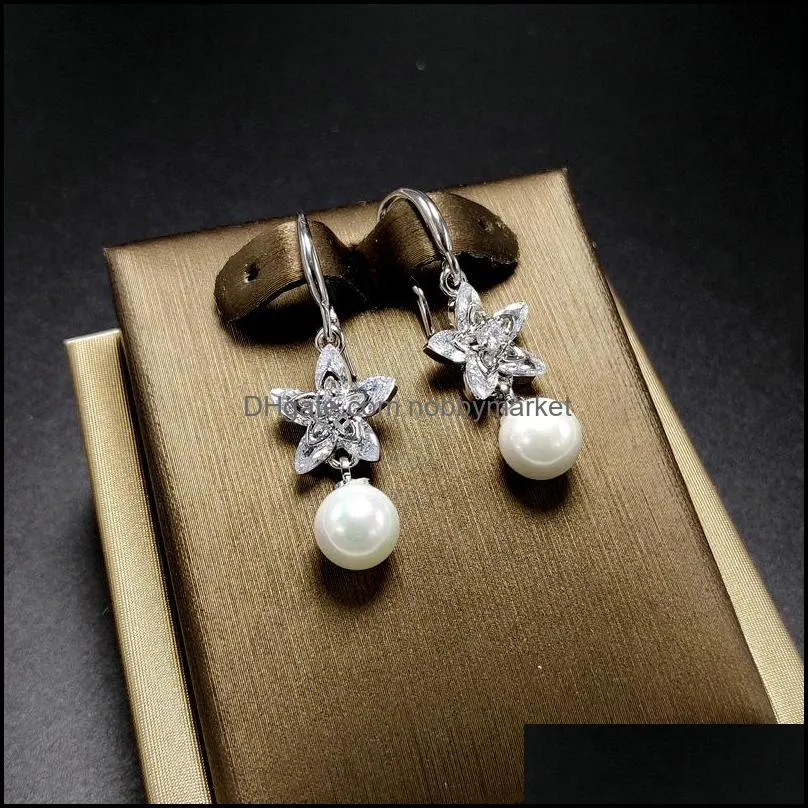 Wedding Pearl Earrings Settings Zircon Solid 925 Silver Stud Earring for Women Fashion Pearl Ring Mounting Earrings Blank DIY Jewelry