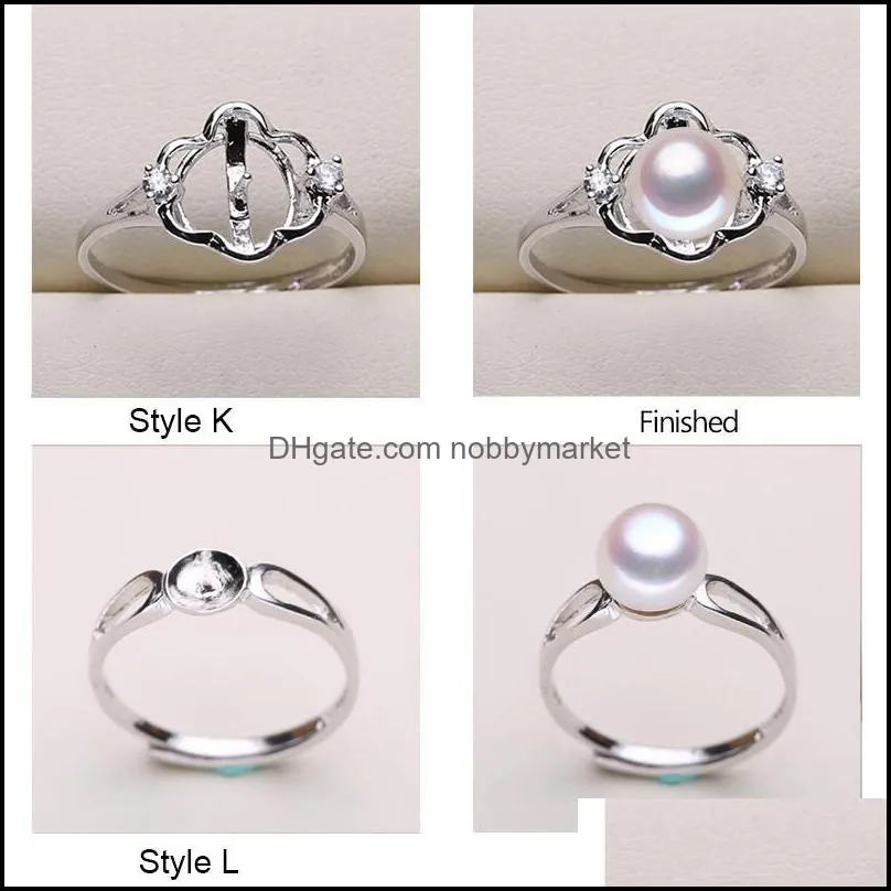 DIY Pearl Ring Settings 925 Sliver Rings Settings 20 Styles DIY Rings Adjustable size Jewelry Settings Christmas Statement Jewelry