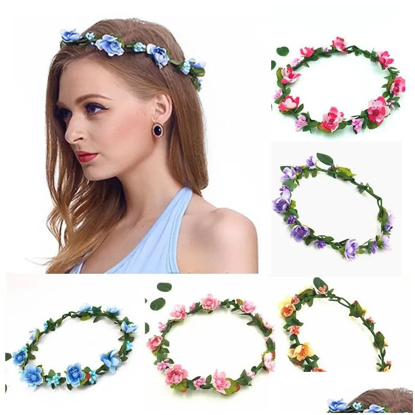 plum blossom wreath flower headband wreath wedding floral crown hairband fashion boho bohemian headbands headdress 11 styles m090