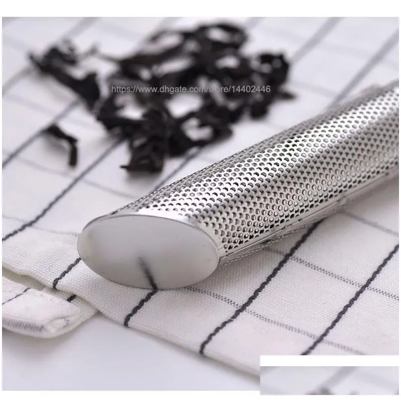 50pcs stainless steel tea infuser pipe stick metal mesh strainer spice filter coffee teaware steeper with hook