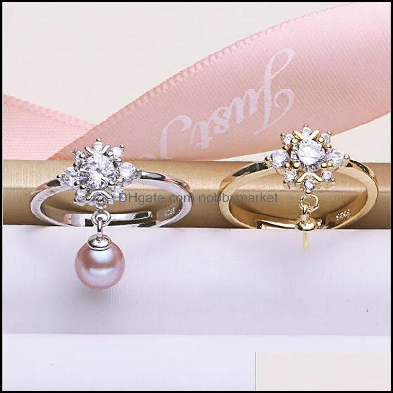 MLJY Pearl Ring Settings 50% Sliver Rings Settings 6 Styles DIY Rings Adjustable size Jewelry Settings Christmas Gift