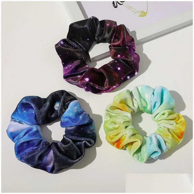 22 colors velvet hair scrunchies tie-dye elastic hairbands scrunchy hair ties ropes girl ponytail holder hair pleuche headwear m2656