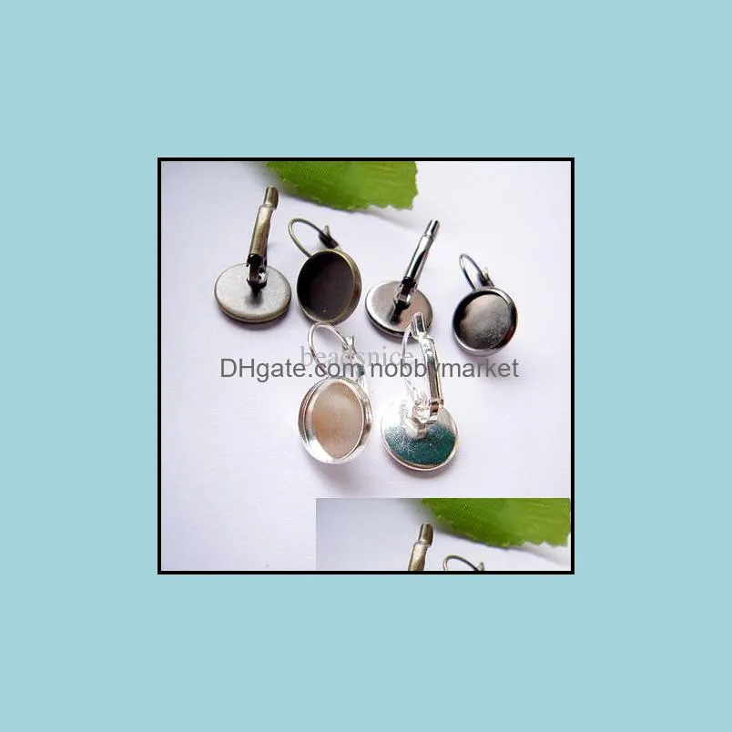 Beadsnice brass earring blanks for your jewelry making earring base with 12mm round setting lead-free nickel-free ID1951