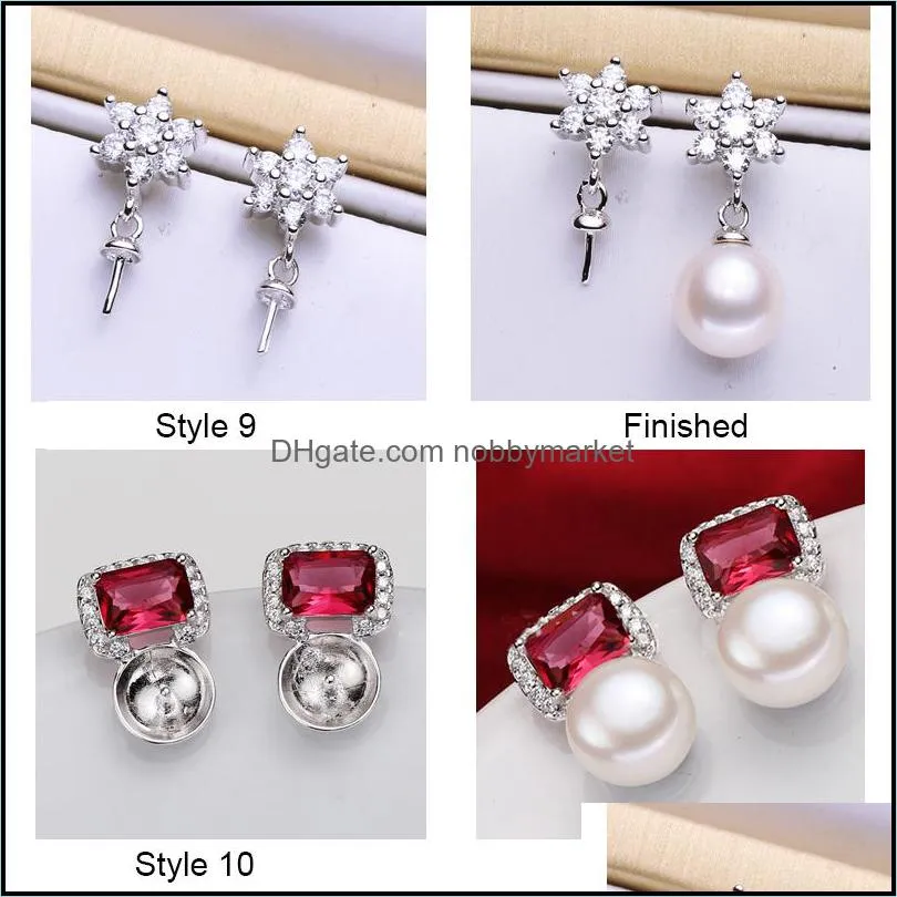 Pearl Stud Earrings Settings Fashion Jewelry 925 Silver Earrings Setting Pearl Earring for Women Mounting Earring Blank DIY Wedding