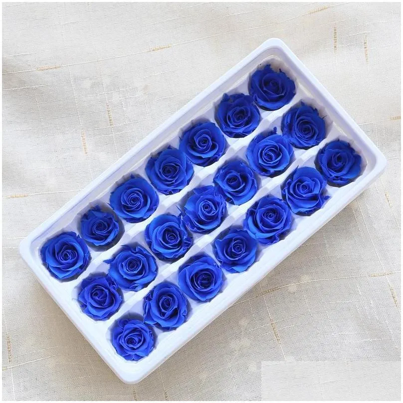 21pcs/box diy 2-3cm eternal roses natural preserved flowers immortal rose mothers day gift wedding decoration drop decorative 