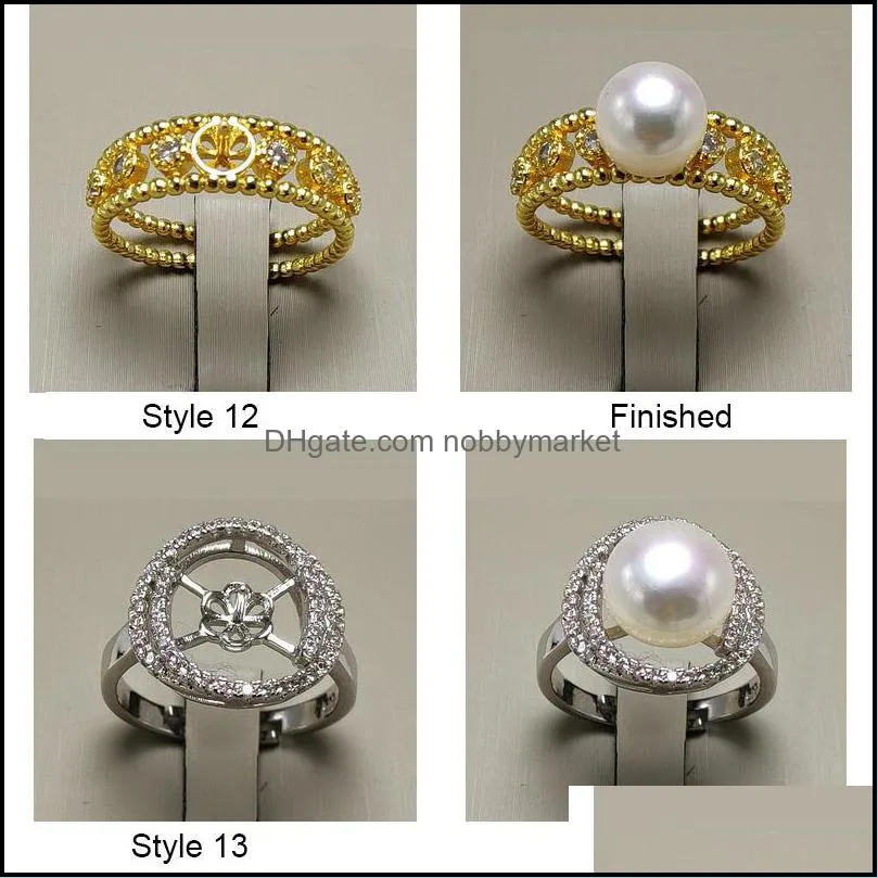 2019 New Design 925 Silver DIY Pearl Ring Settings ShinyZircon Ring for Women Fashion Jewelry Ring For Adjustable Size Valentine`s Day