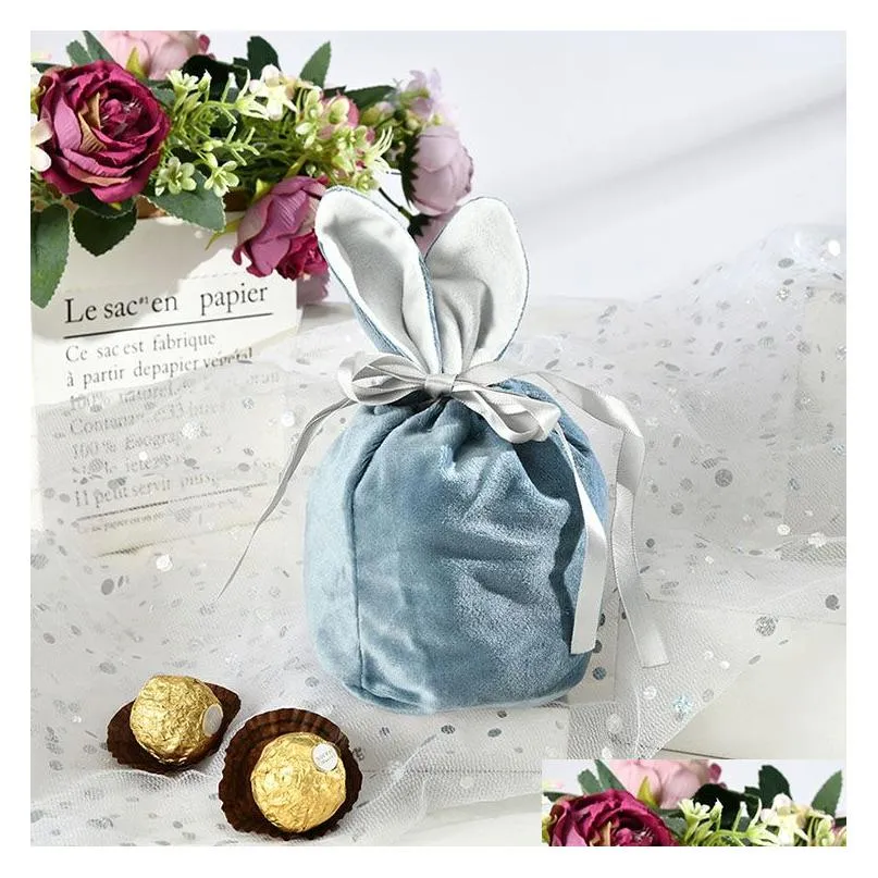 easter rabbit plush candy bag handbags gift buckets velvet bunny easter basket for kids party decoration m3998