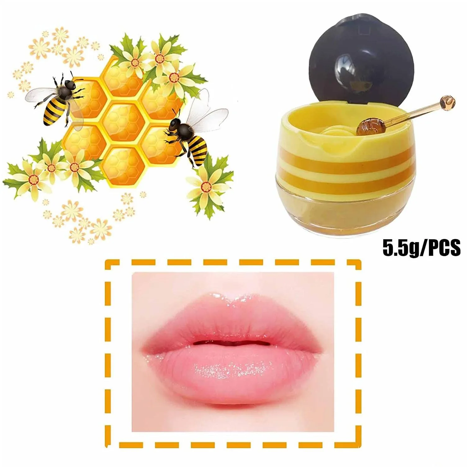 natural lip balm honey pot strawberry propolis moisturizing hydrating prevention dry and cracked lip scrubs exfoliator