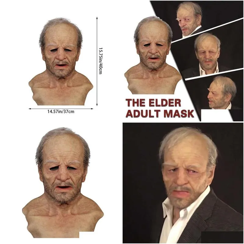other event party supplies old man fake mask lifelike halloween holiday funny super soft adult reusable children doll toy gift 10