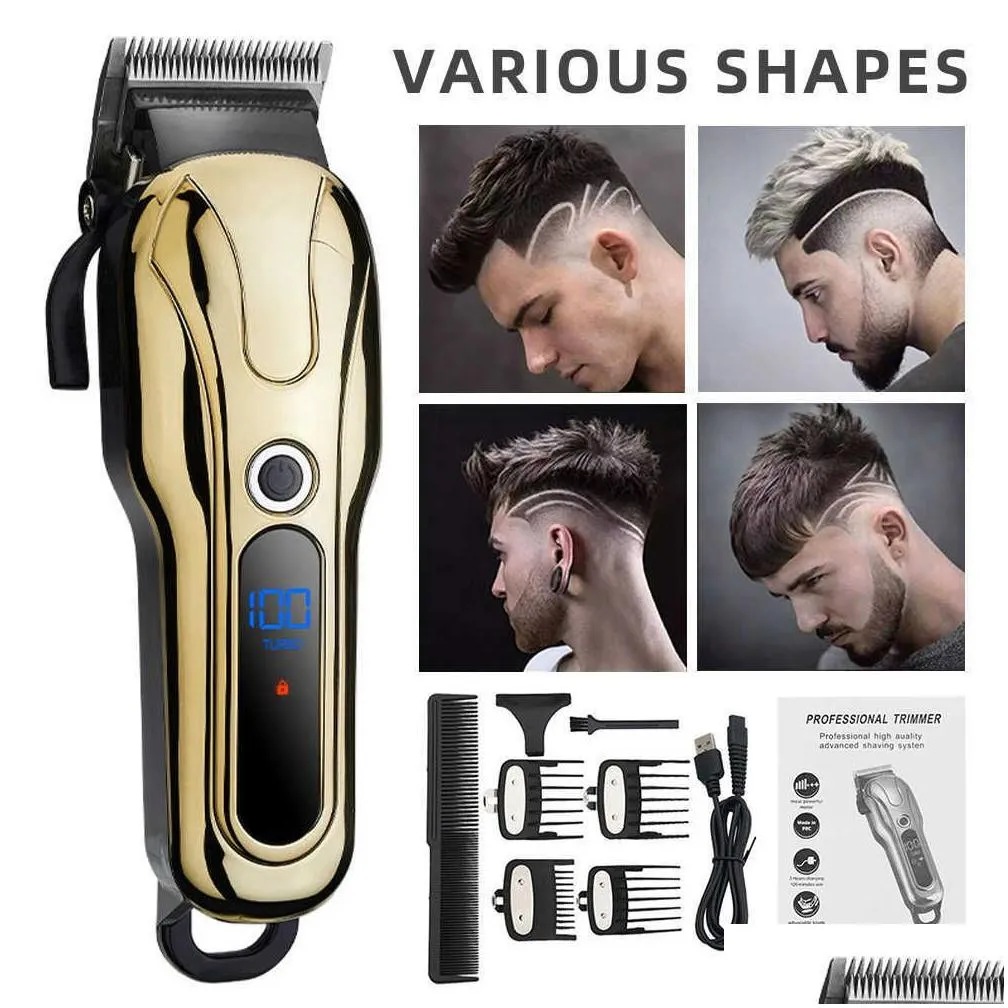 professional barber hair clipper rechargeable electric t-outliner finish cutting machine beard trimmer shaver cordless corded x0625