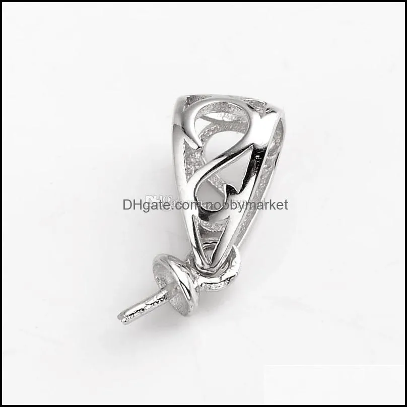 Pendant Bail Pearl Settings Fine Jewelry DIY S925 Connector Small Charm 925 Sterling Silver 10 Pieces