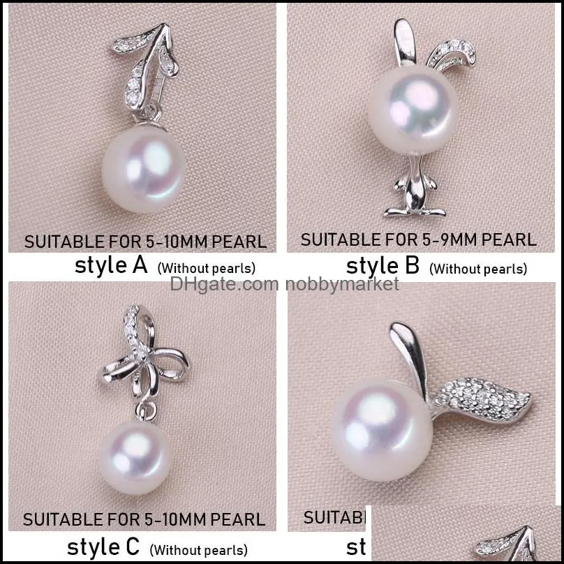 Wholesale S925 Sliver Pendant Settings New Pearl Necklace Settings 20 Styles DIY Pearl Necklace Women Fashion Jewelry Wedding Gift