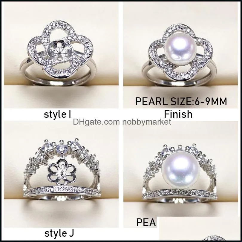 Wholesale Pearl Ring Settings s925 Silver Ring Settings 18 Styles Ring for Women Mounting Rings Adjustable Size Blank DIY Jewelry Gif