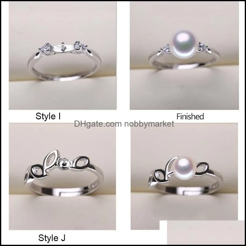 DIY Pearl Ring Settings 925 Sliver Rings Settings 20 Styles DIY Rings Adjustable size Jewelry Settings Christmas Statement Jewelry