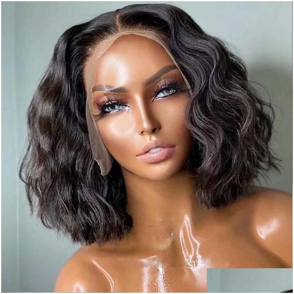 13x4 hd lace frontal wigs body wave lace front wig bob wig human hair for black women pre plucked with baby hair brazilian remy