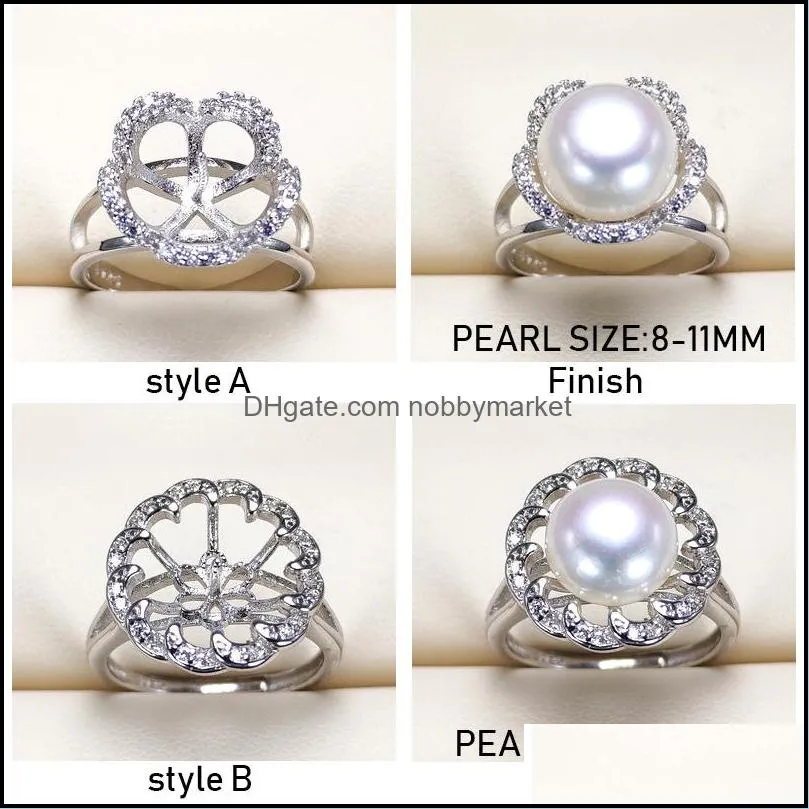 Wholesale Pearl Ring Settings s925 Silver Ring Settings 18 Styles Ring for Women Mounting Rings Adjustable Size Blank DIY Jewelry Gif