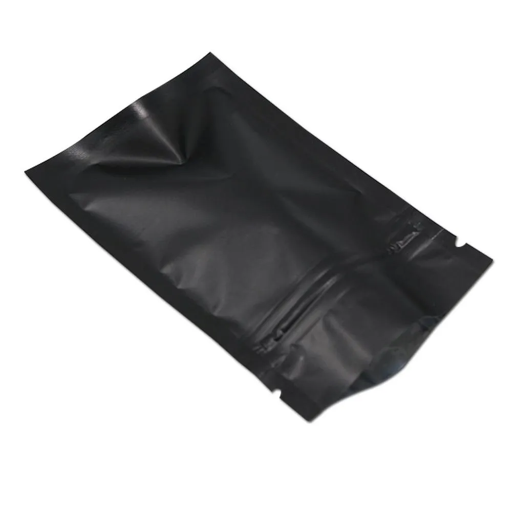 wholesale 100 pieces matte black resealable mylar zipper lock food storage packaging bags for zip aluminum foil lock packing pouches smell proof