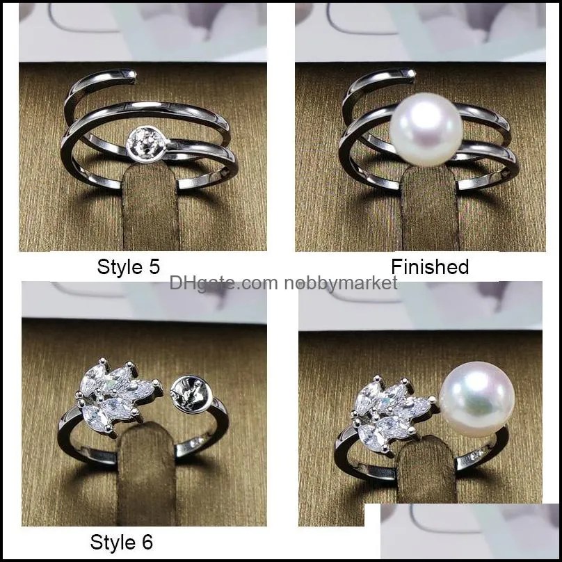 SHINING! Rings Setting Zircon Solid S925 Silver Ring Setting Ring Mounting Ring Blank DIY Jewelry 14 Styles Mix DIY Gift