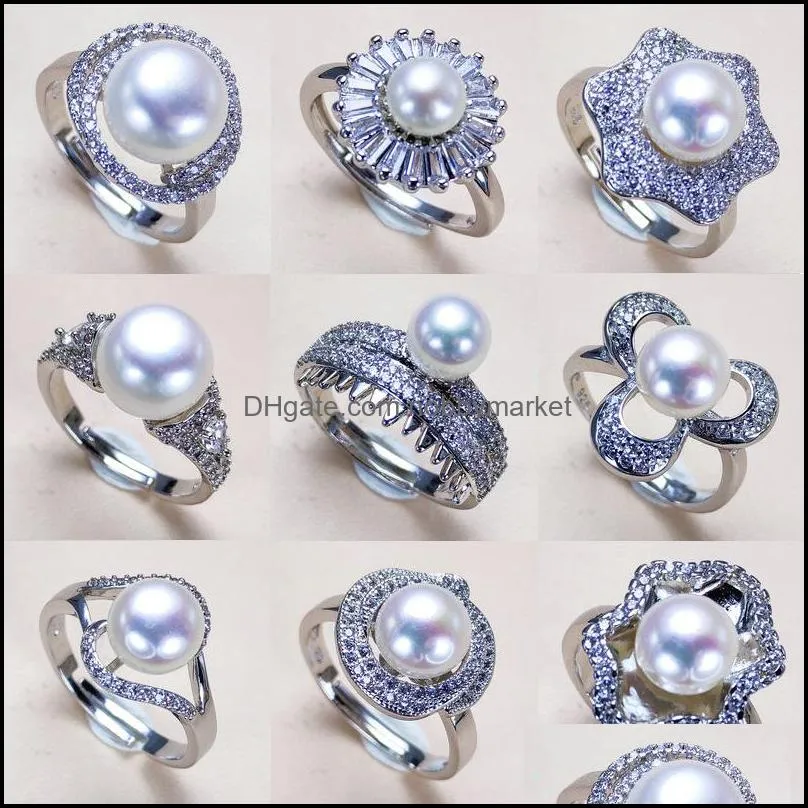 2021 Pearl Rings Settings 925 Silver Ring Settings Ring for Women Mounting Ring Blank DIY Fashion Jewelry Accessories Wedding Gift