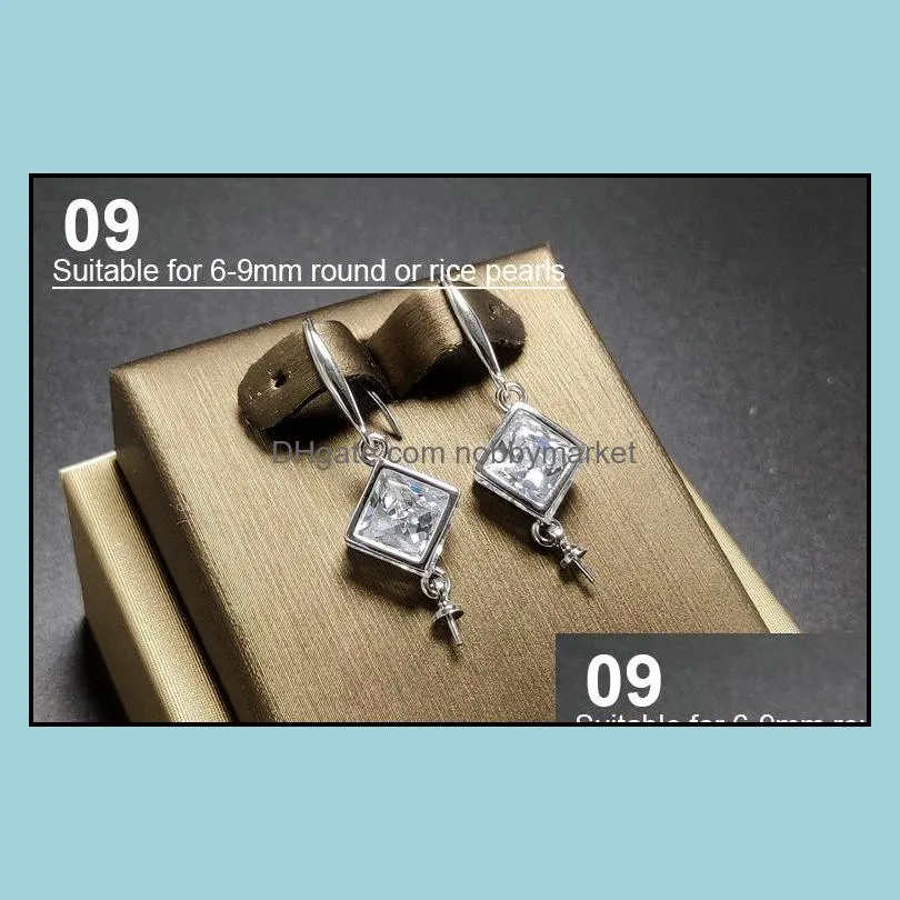 DIY Pearl Earrings Setting Zircon Solid 925 Silver Earring Setting Pearl Eardrop Mounting Earings Blank DIY Jewelry Gift for Fmale 14