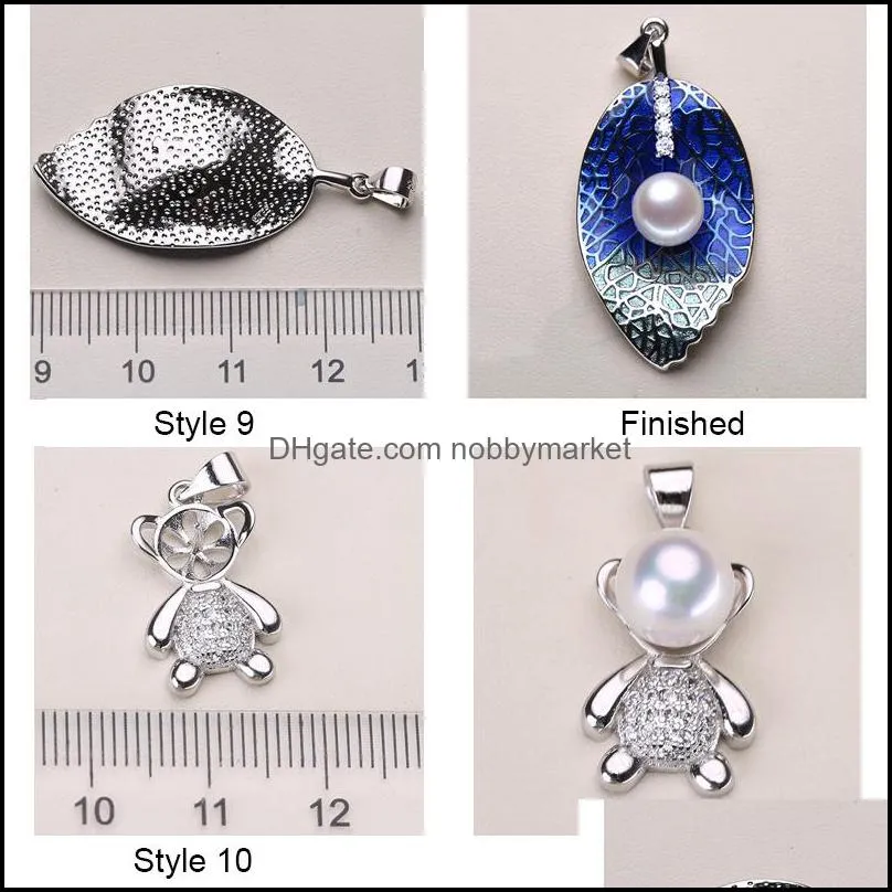 12 Styles New Pearl Necklace Settings 925 Sliver Pendant Settings DIY Pearl Necklace Women Fashion Jewelry with Chain Wedding Gift