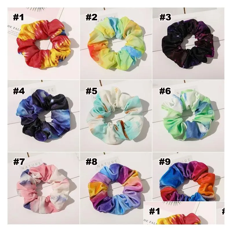 22 colors velvet hair scrunchies tie-dye elastic hairbands scrunchy hair ties ropes girl ponytail holder hair pleuche headwear m2656