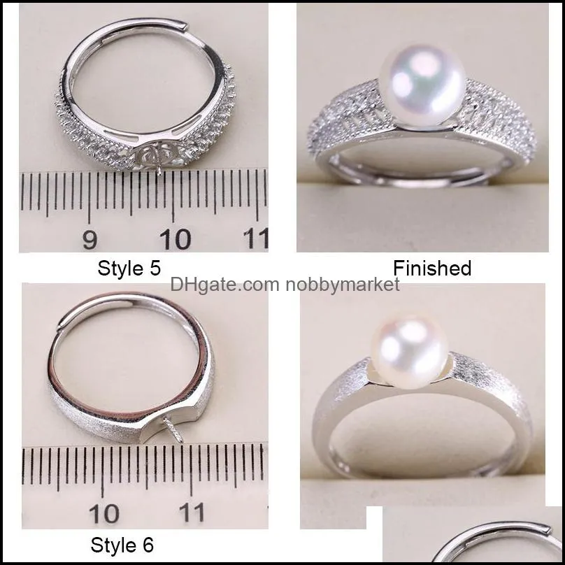 DIY Pearl Rings Settings Zircon Solid 925 Silver Ring Settings Ring for Women Mounting Ring Blank DIY Jewelry Gift