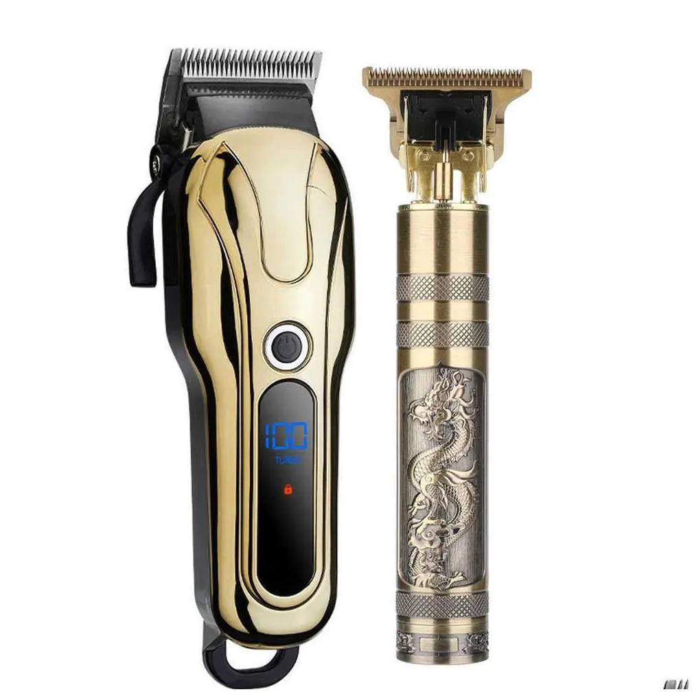 professional barber hair clipper rechargeable electric t-outliner finish cutting machine beard trimmer shaver cordless corded x0625
