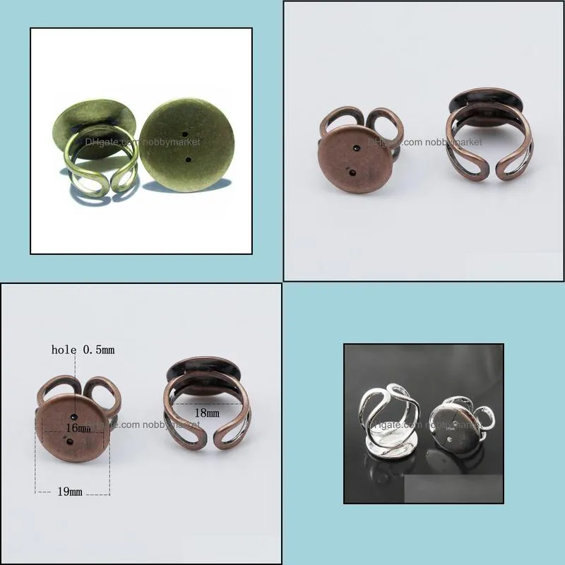 Beadsnice Adjustable Finger Ring Base Bezel Ring Blank with 16 mm Flat Pad Brass Unique Jewelry Wholesale Ring Making ID 8130