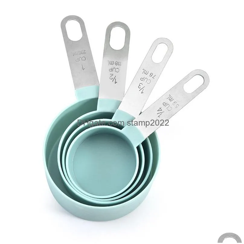 4pcs baking measuring tools spoon cup/multipurpose spoon pp bakings accessories stainless steel/plastic handle kitchen gadgets 20220110