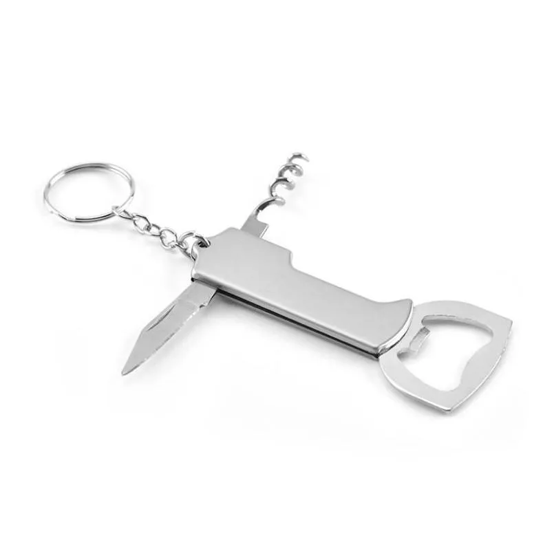 portable key ring bottle opener stainless steel corkscrew knife pulltap double hinged beer wine bottle-opener kitchen bar tool sn3302