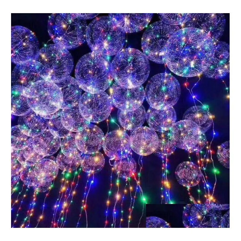 party decoration luminous led balloon transparent clear bobo balloons 18 inch light colorful wave helium ball for birthday wedding christmas decorative